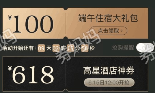 美团酒店100元优惠券6月15抢618元酒店神券